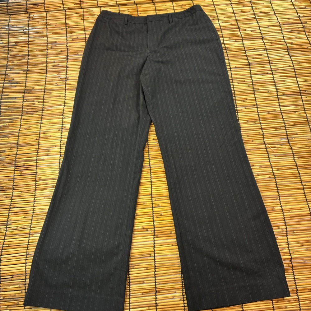 Nine West Cyndi Black Pinstripe Wide Leg Trousers Pants Size 10